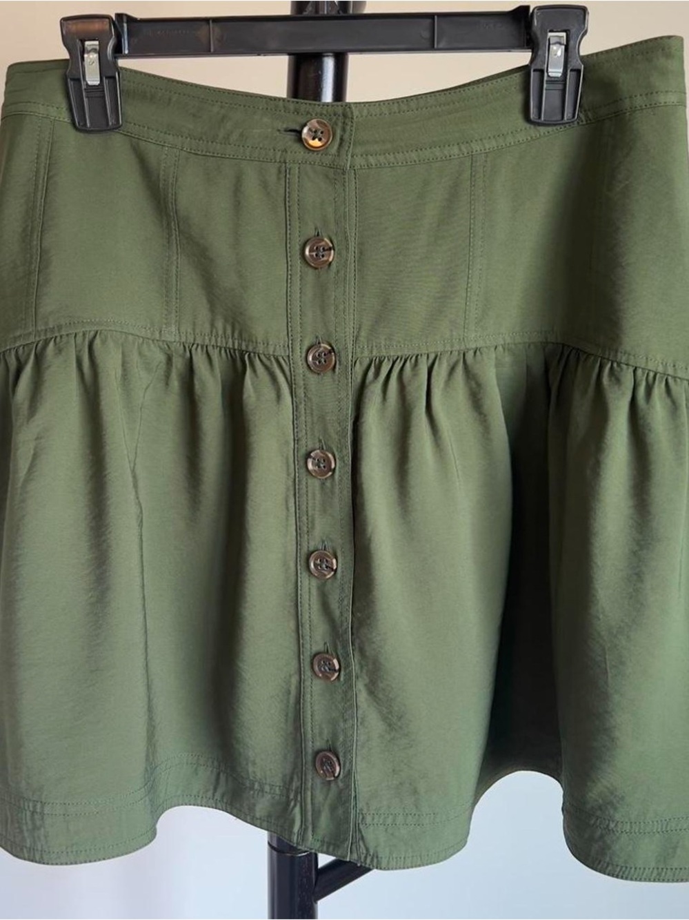Banana Republic Olive Green Button Front Drop Waist Mini Skirt